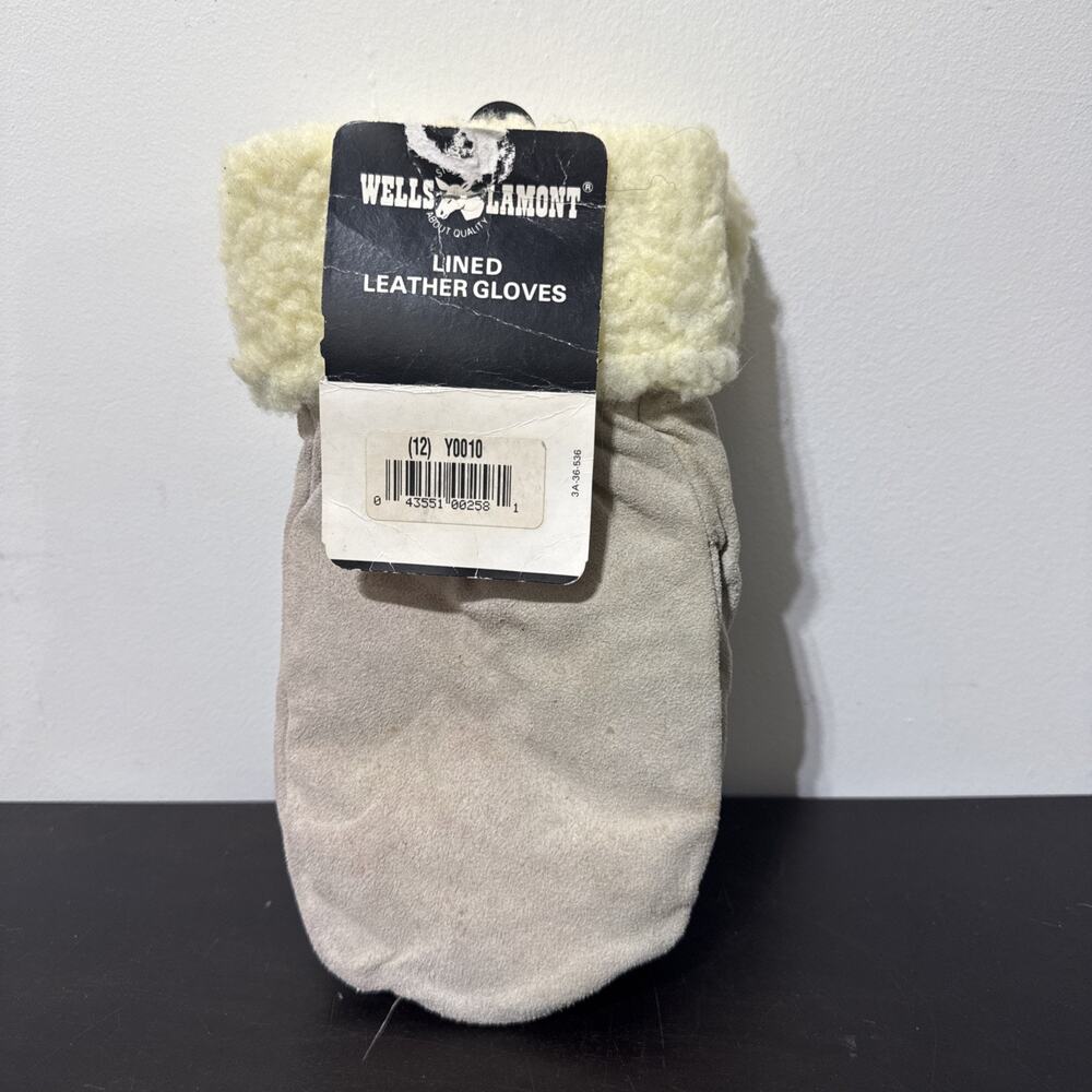 Wells Lamont~Cold Weather Mittens Mens Large Leather Sherpa Lined NOS